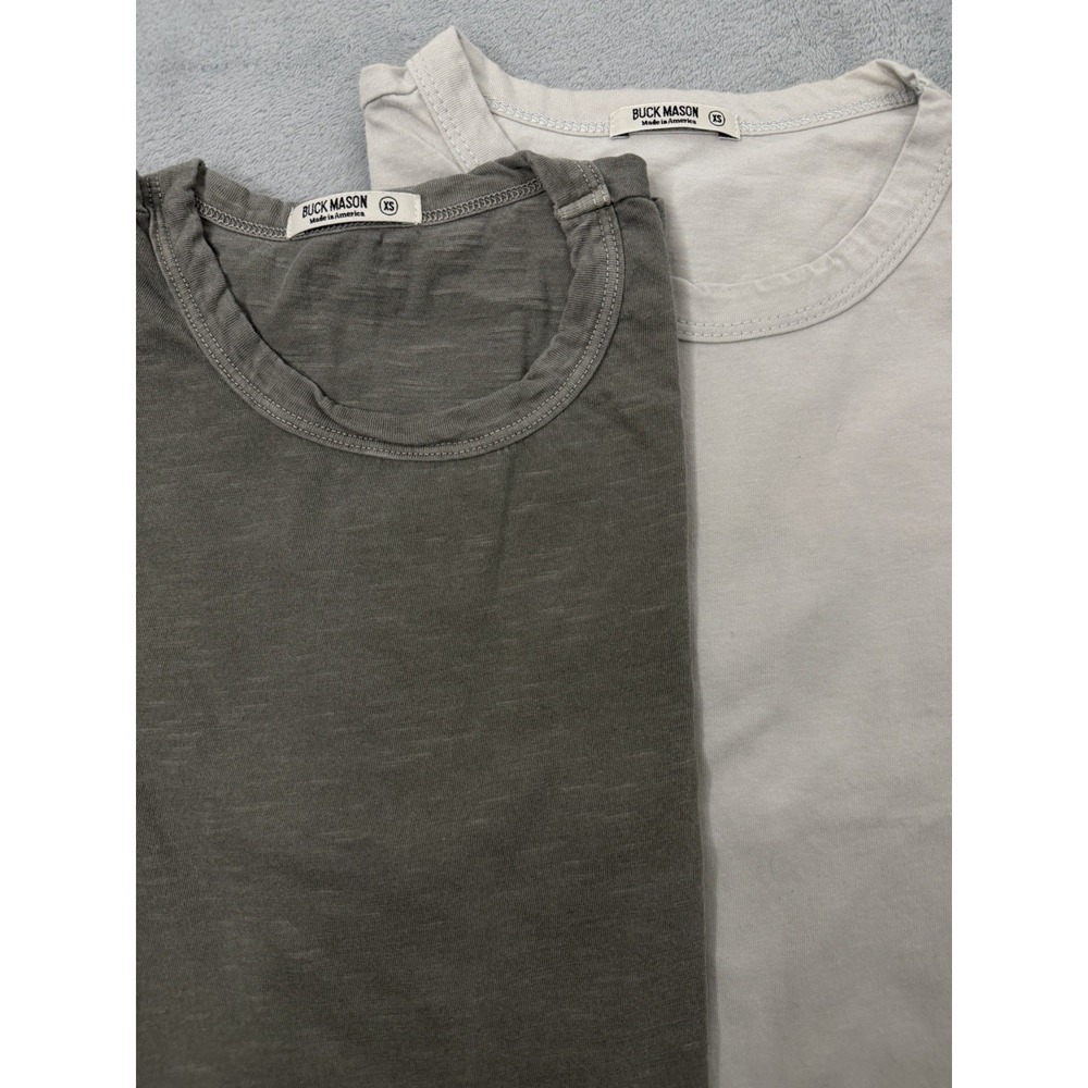 Buck Mason T-Shirt Lot Of 2 Mens XS Gray/Green Cotton Crewneck Short Sleeve USA
